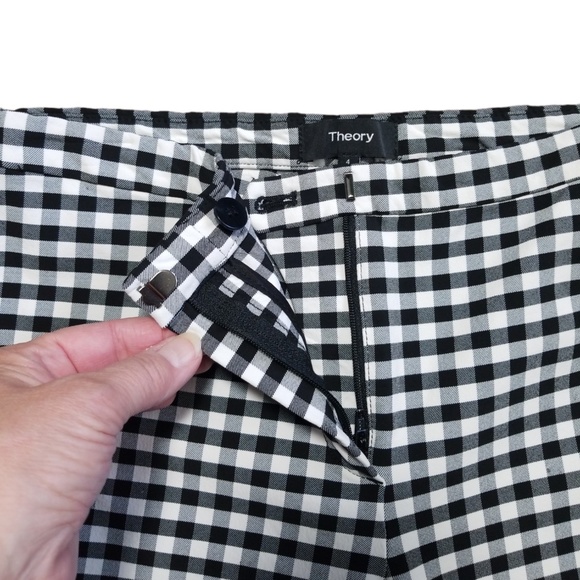 Theory Women's Black White Gingham Check Cropped Pants Sz.‎ 4 - Picture 6 of 9